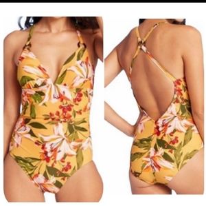 Kona Sol One Piece Tropical Floral Swim Suit NWT
